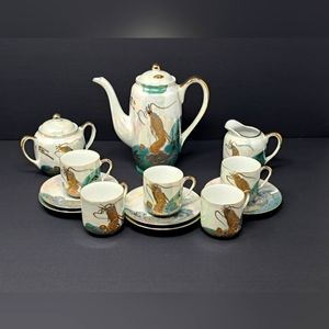 Dragonware 24 K Gold Hand Painted Lithopane Tea Set